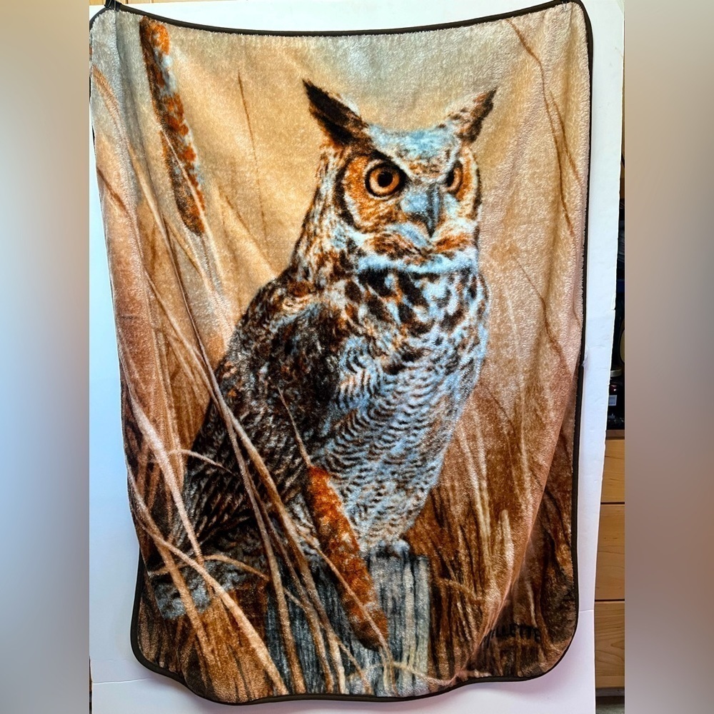 Vintage The Northwest Company Owl Plush Throw Blanket Super Soft 48x60 Millette